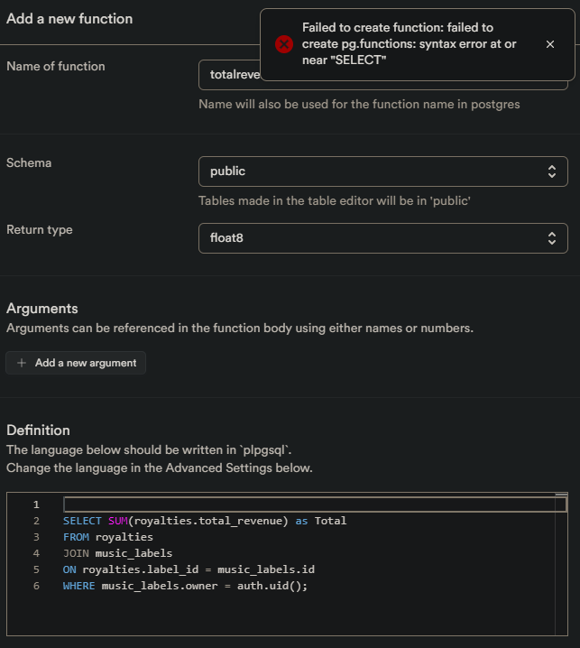 How to get current user analytics based on 3 tables - Supabase