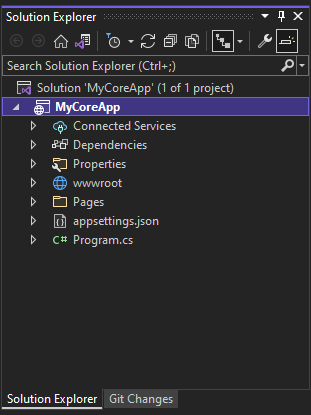csharp-aspnet-razor-solution-explorer-mycoreapp.png