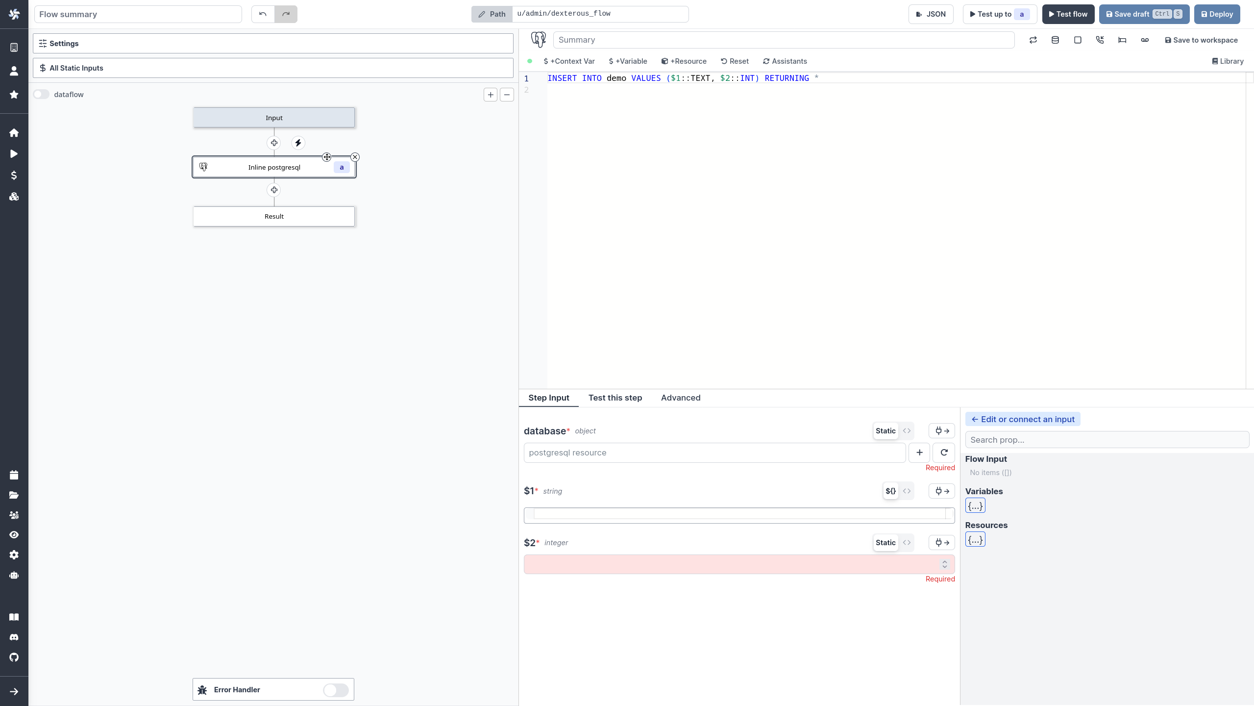 Added a global error handler configurable as instance environment