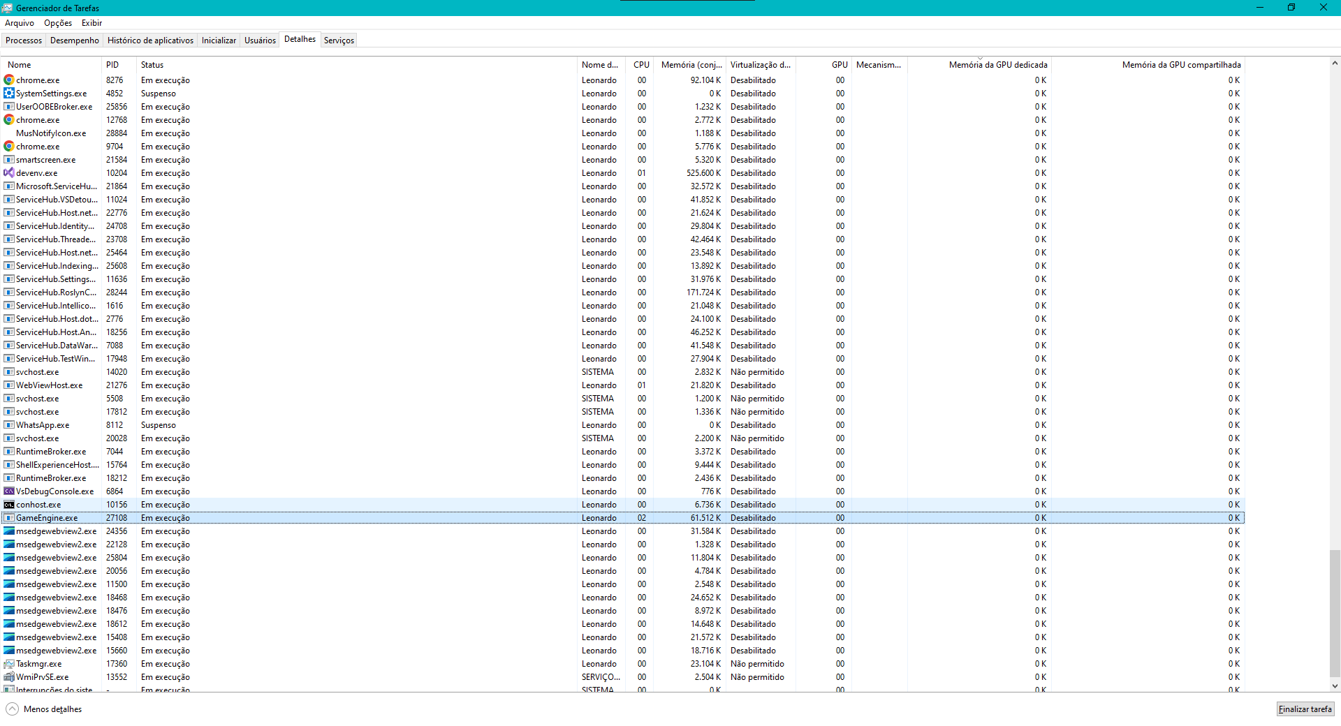 In task mananger nothing about vram silk net