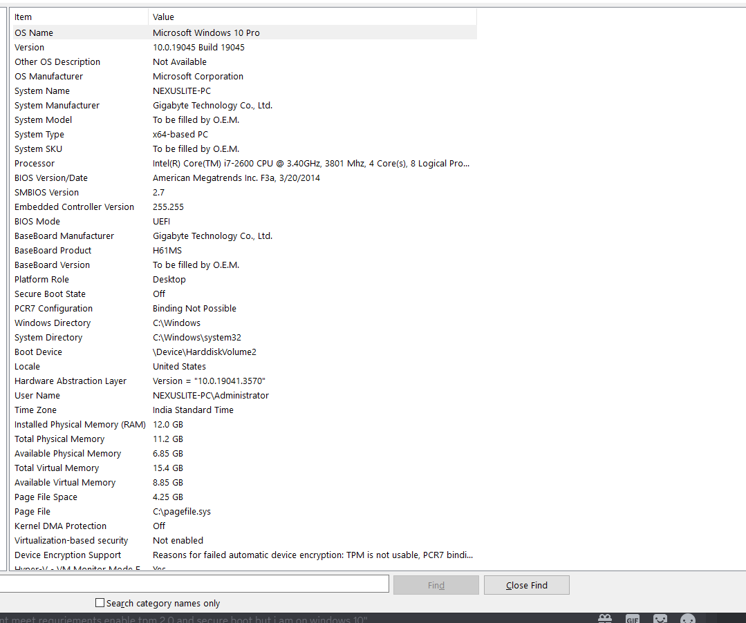 Van account doesnt meet requriements enable tpm 2 0 and secure boot but