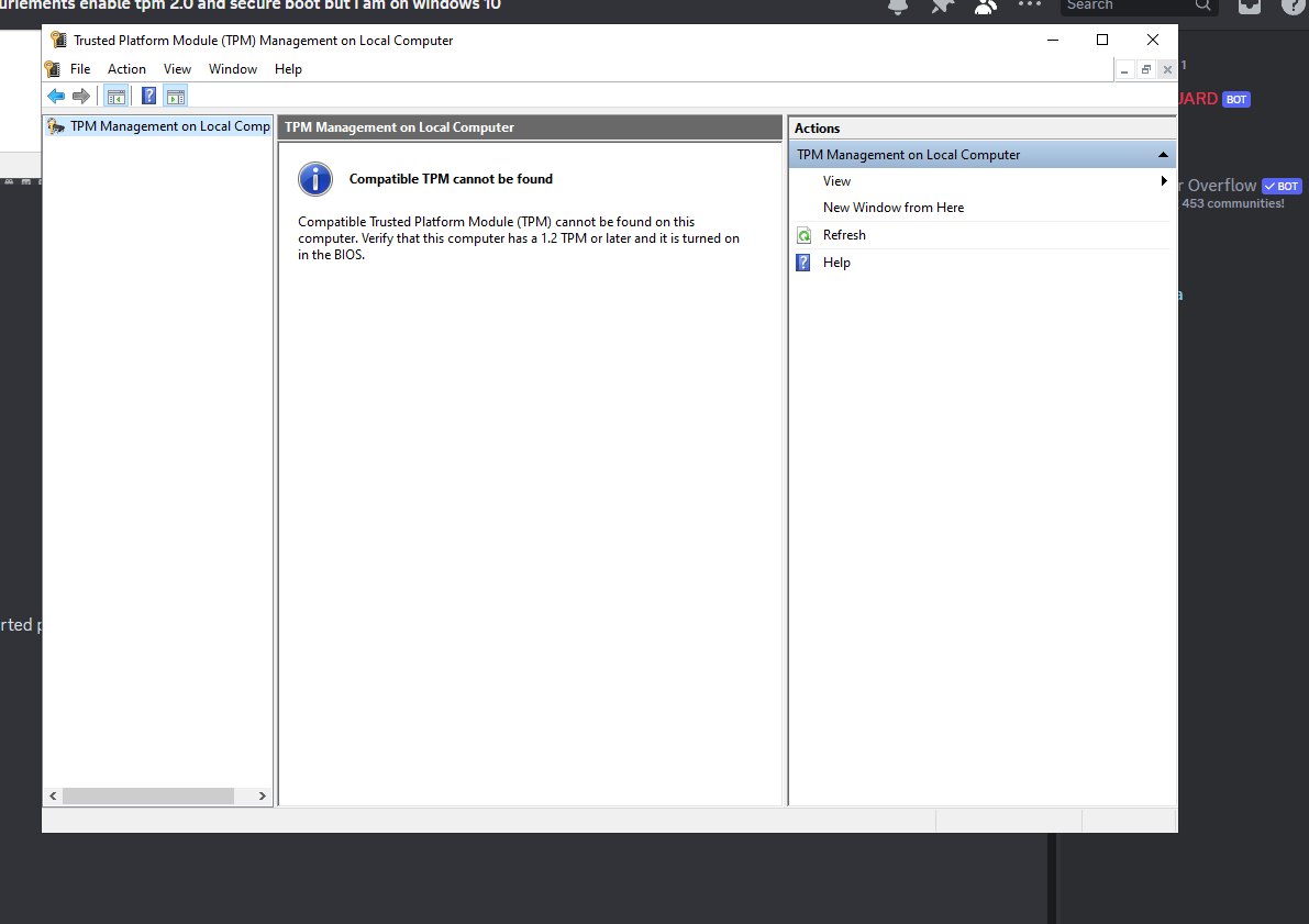 VAN account doesnt meet requriements enable tpm 2.0 and secure boot but ...