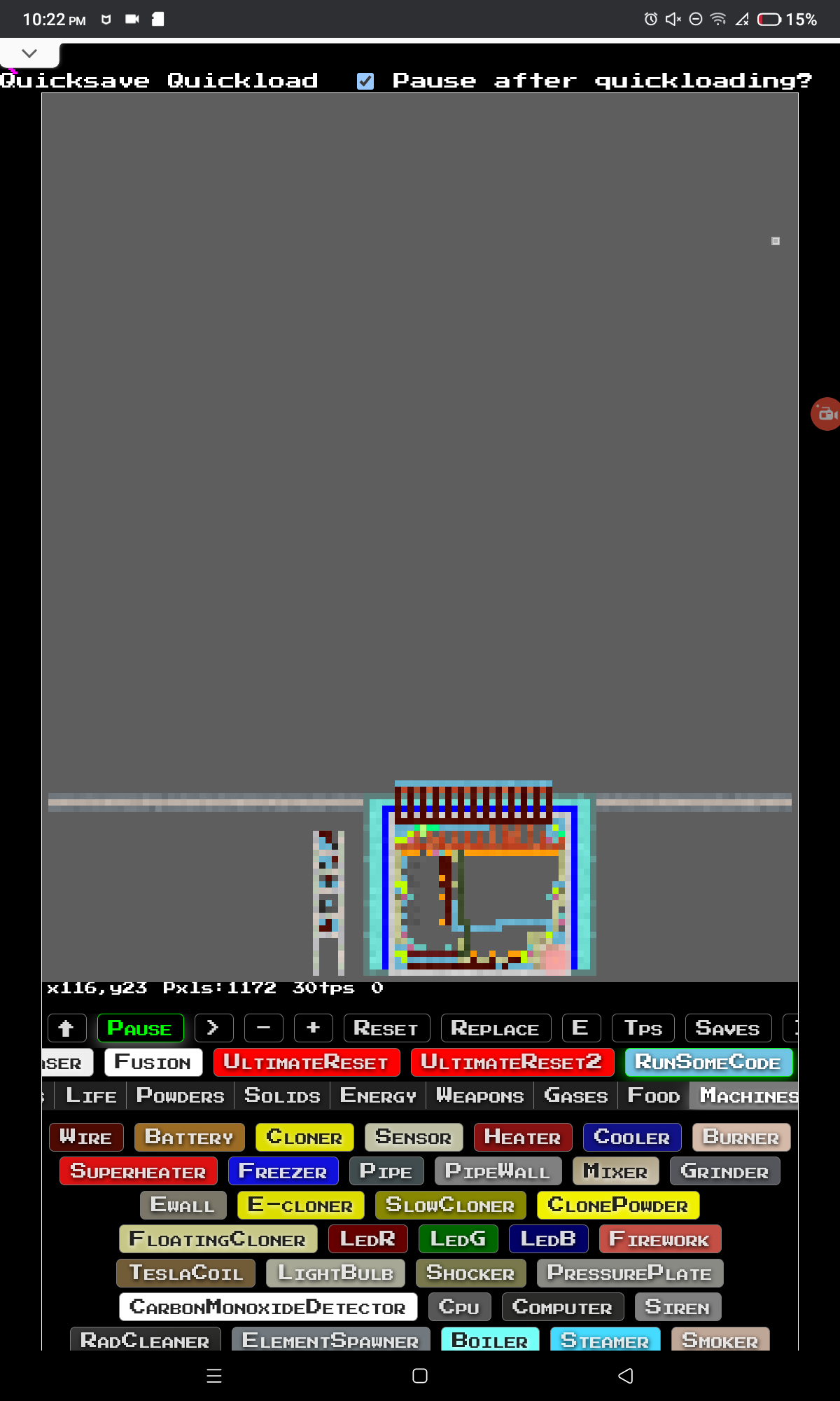 I made a quantum computer fuctional with binary code in sandboxels in