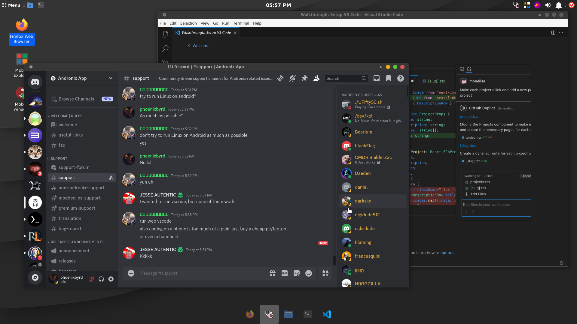 Run web vscode andronix app