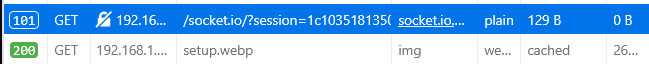 websocket at /socket.io working on local connection