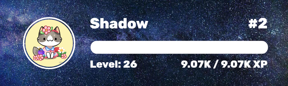 You are level 26 and have 9,071 XP. You need an additional 9,072 XP to reach the next level. You are #2 on the leaderboard.