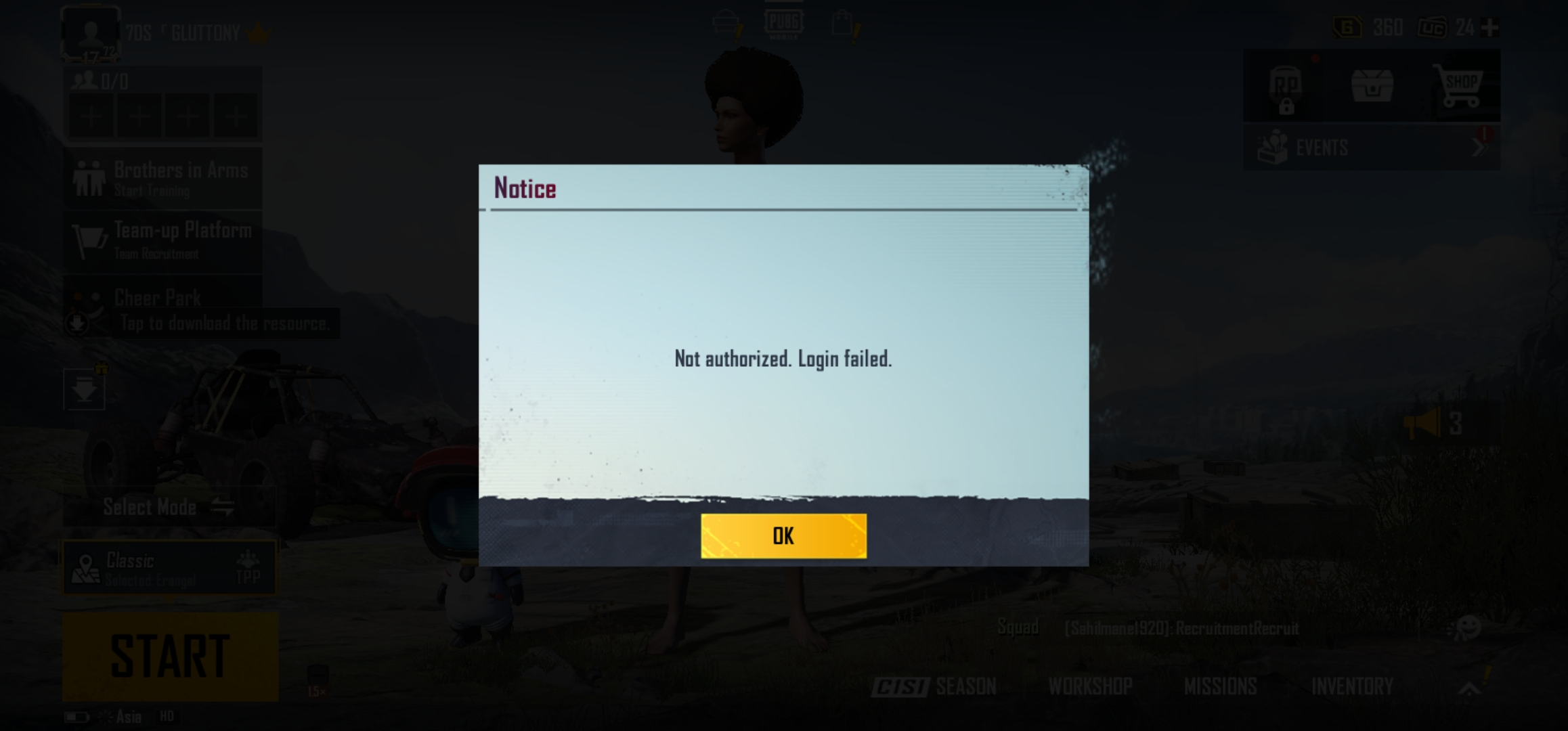 But without vpn it keep saying parameters error pubg mobile