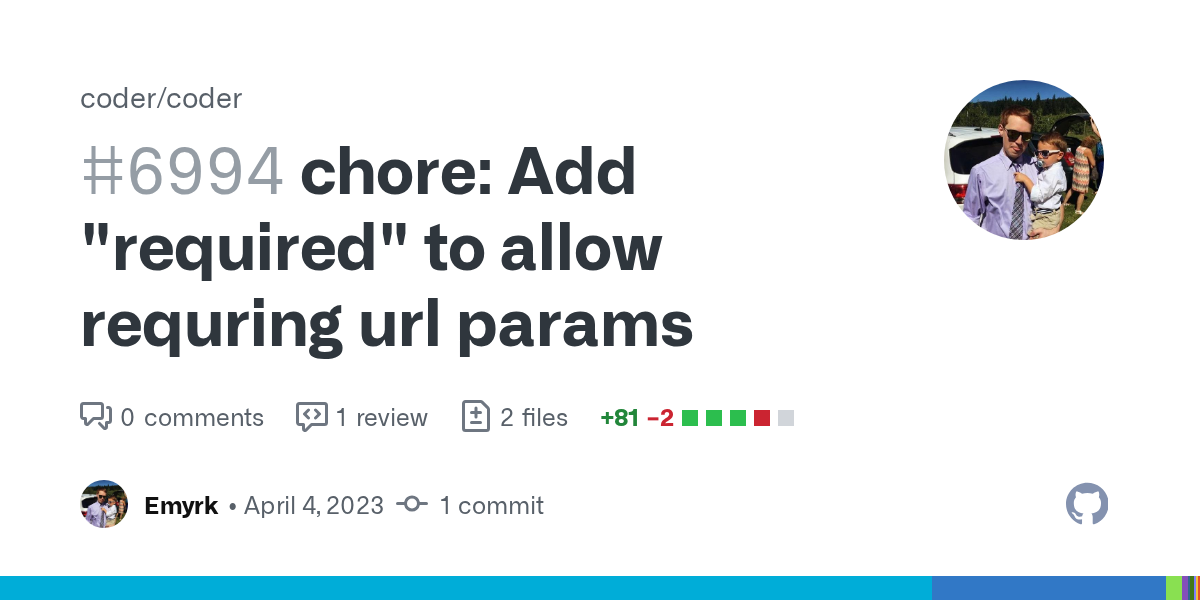 chore: Add "required" to allow requring url params by Emyrk · Pull ...