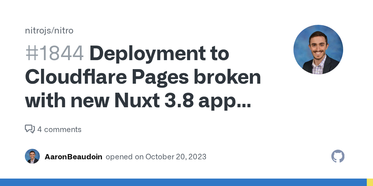 Deployment to Cloudflare Pages broken with new Nuxt 3.8 app manifes...