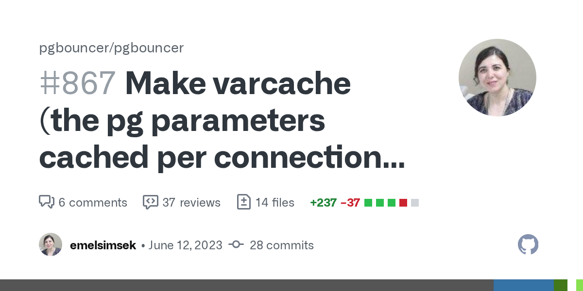 Make varcache (the pg parameters cached per connection) dynamically...