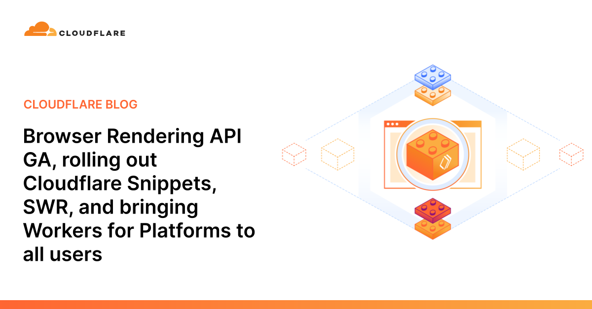 Browser Rendering API GA, rolling out Cloudflare Snippets, SWR, and...