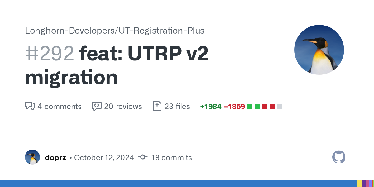 feat: UTRP v2 migration by doprz · Pull Request #292 · Longhorn-Dev...