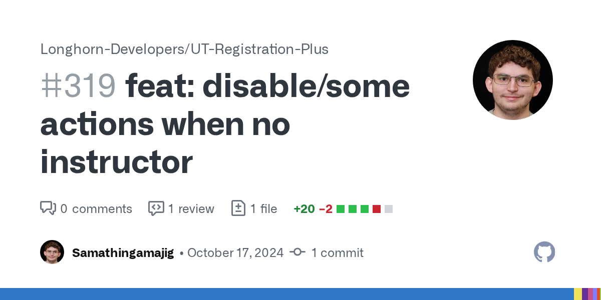feat: disable/some actions when no instructor by Samathingamajig · ...