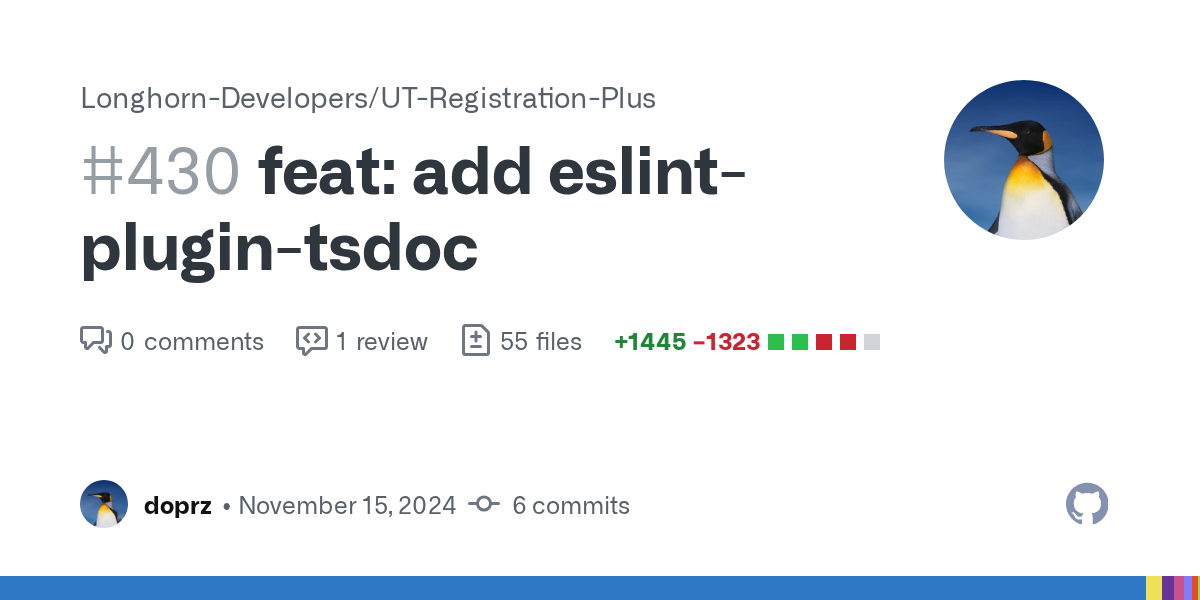 feat: add eslint-plugin-tsdoc by doprz · Pull Request #430 · Longho...