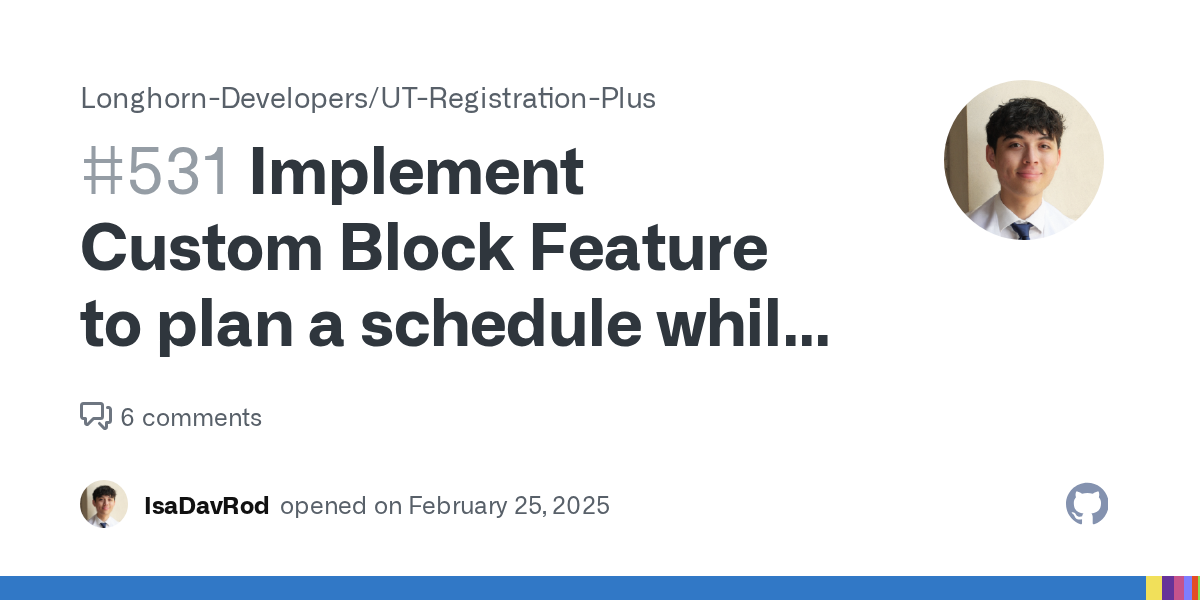 Implement Custom Block Feature to plan a schedule while considering...