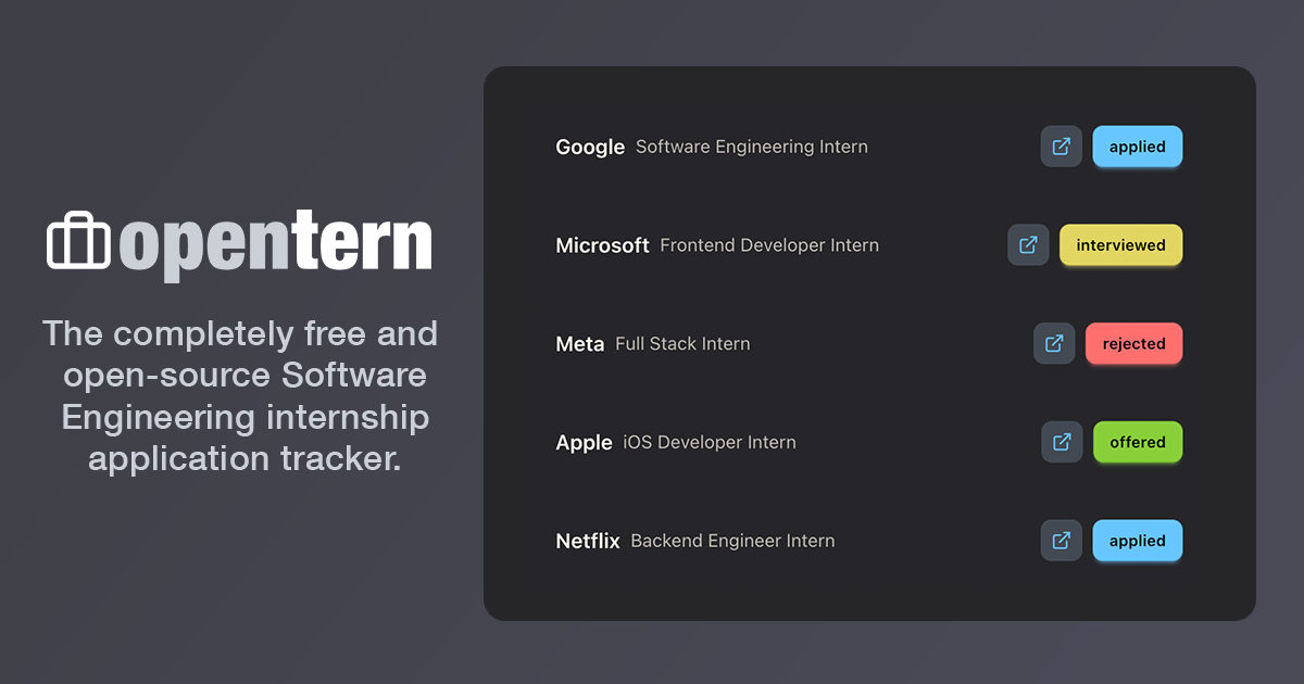Opentern - Open Source Internship Application Tracker