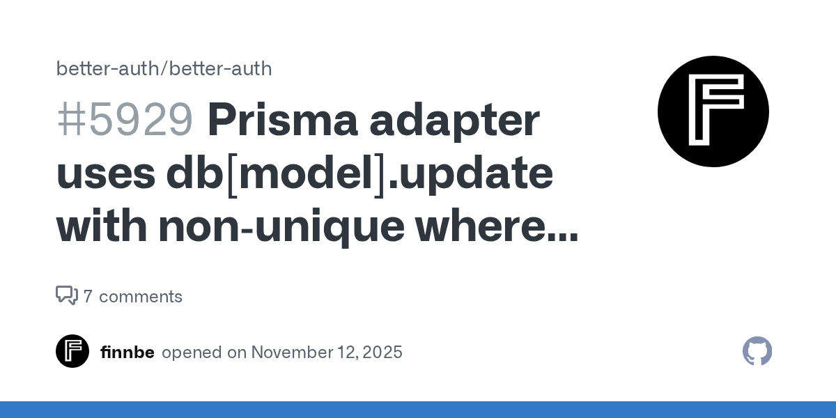 Prisma adapter uses db[model].update with non‑unique where (AND ...