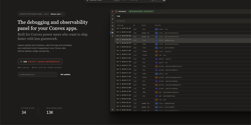Convex Panel - A real-time control panel for your Convex backend | ...