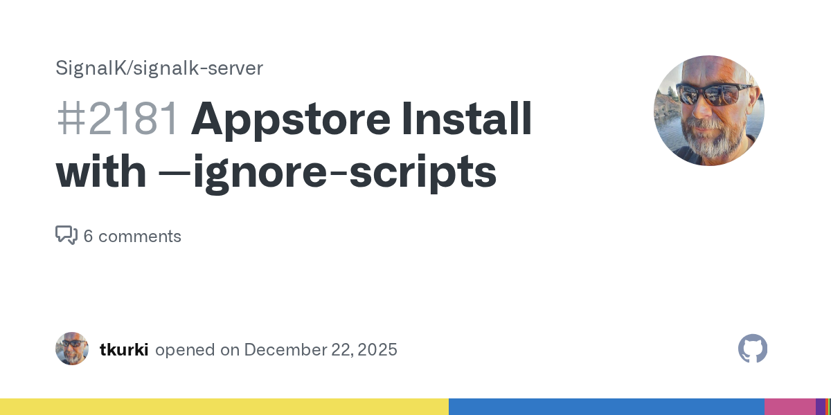 Appstore Install with --ignore-scripts · Issue #2181 · SignalK/si...