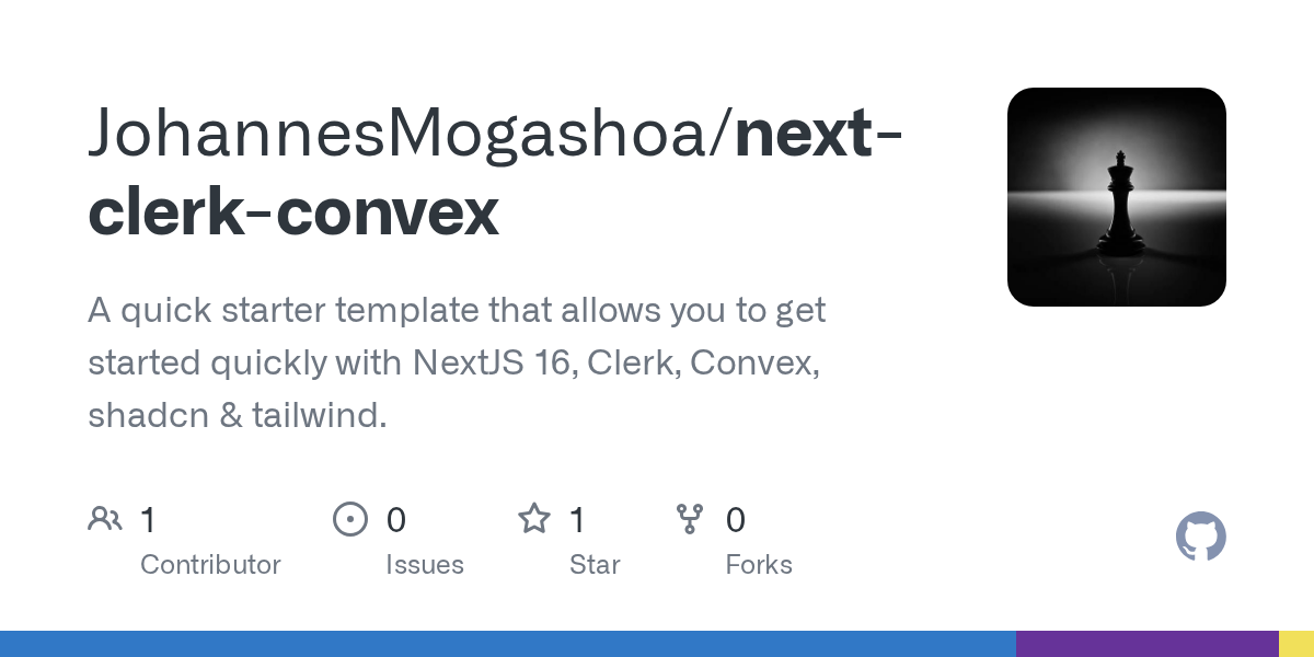 GitHub - JohannesMogashoa/next-clerk-convex: A quick starter templa...