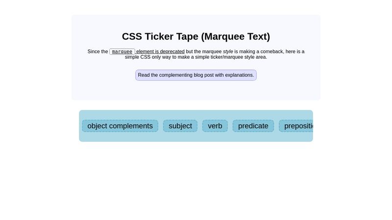 CSS Ticker Tape (Marquee text)