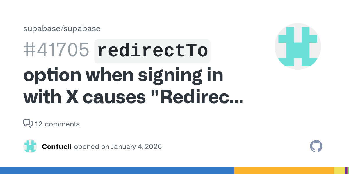 `redirectTo` option when signing in with X causes "Redirect is requ...