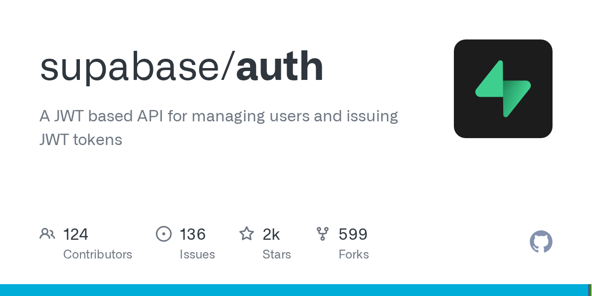 GitHub - supabase/auth: A JWT based API for managing users and issu...