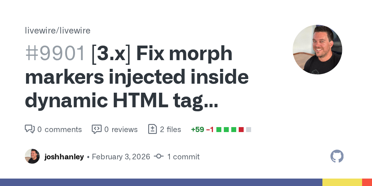 [3.x] Fix morph markers injected inside dynamic HTML tag names by j...