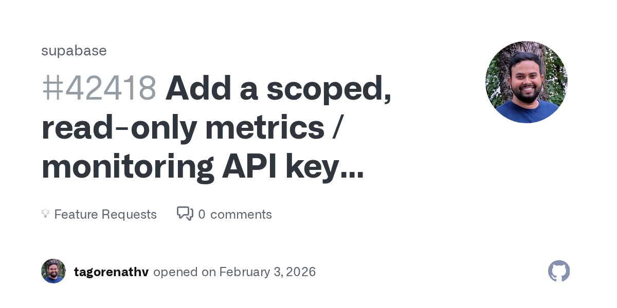 Add a scoped, read-only metrics / monitoring API key (alternative t...