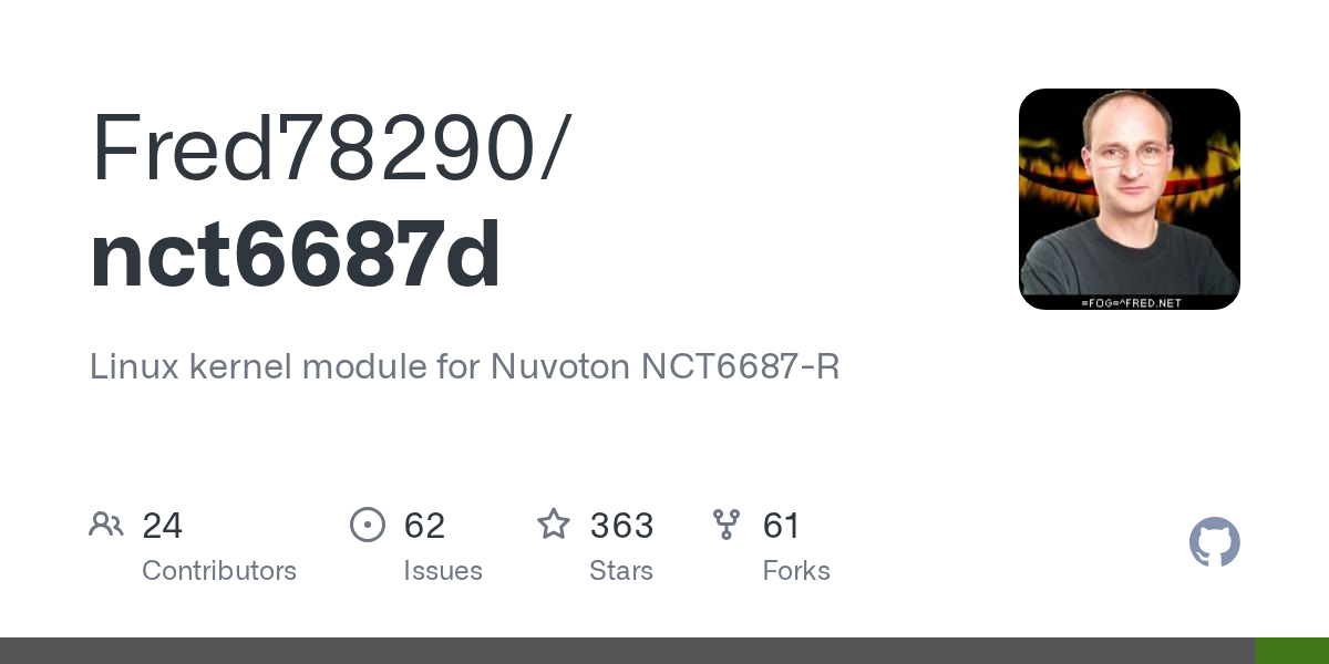 GitHub - Fred78290/nct6687d: Linux kernel module for Nuvoton NCT6687-R