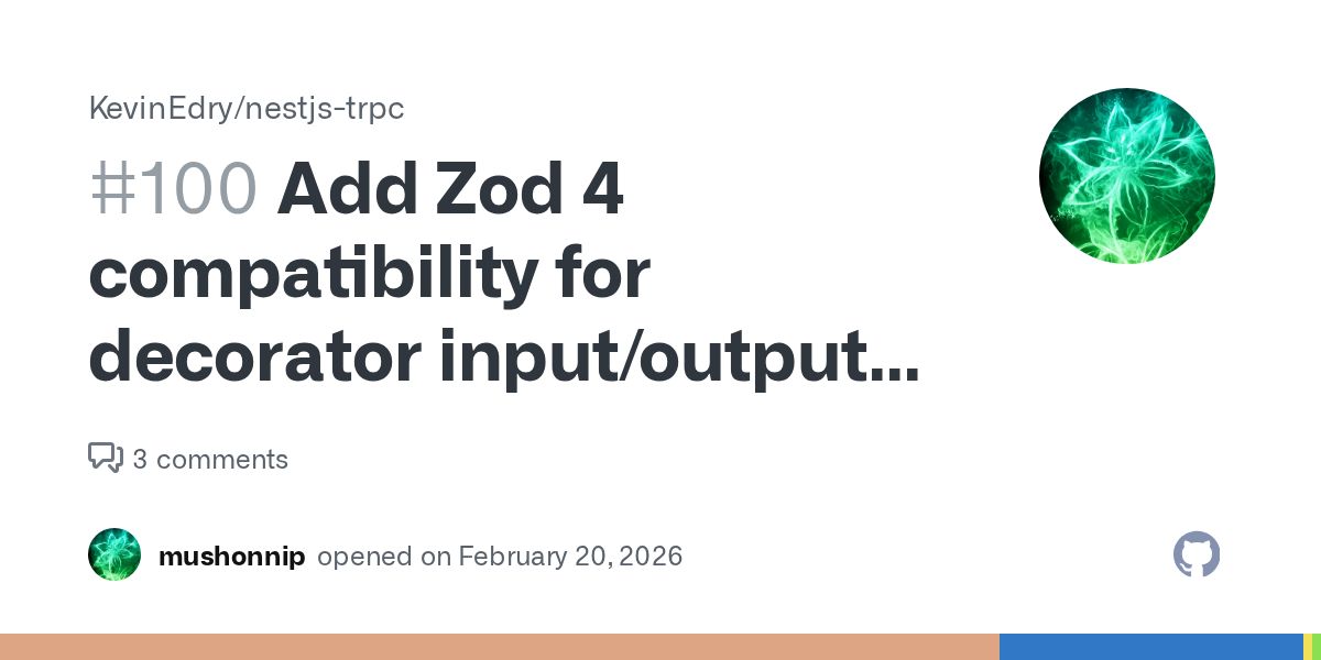 Add Zod 4 compatibility for decorator input/output schemas · Issue...