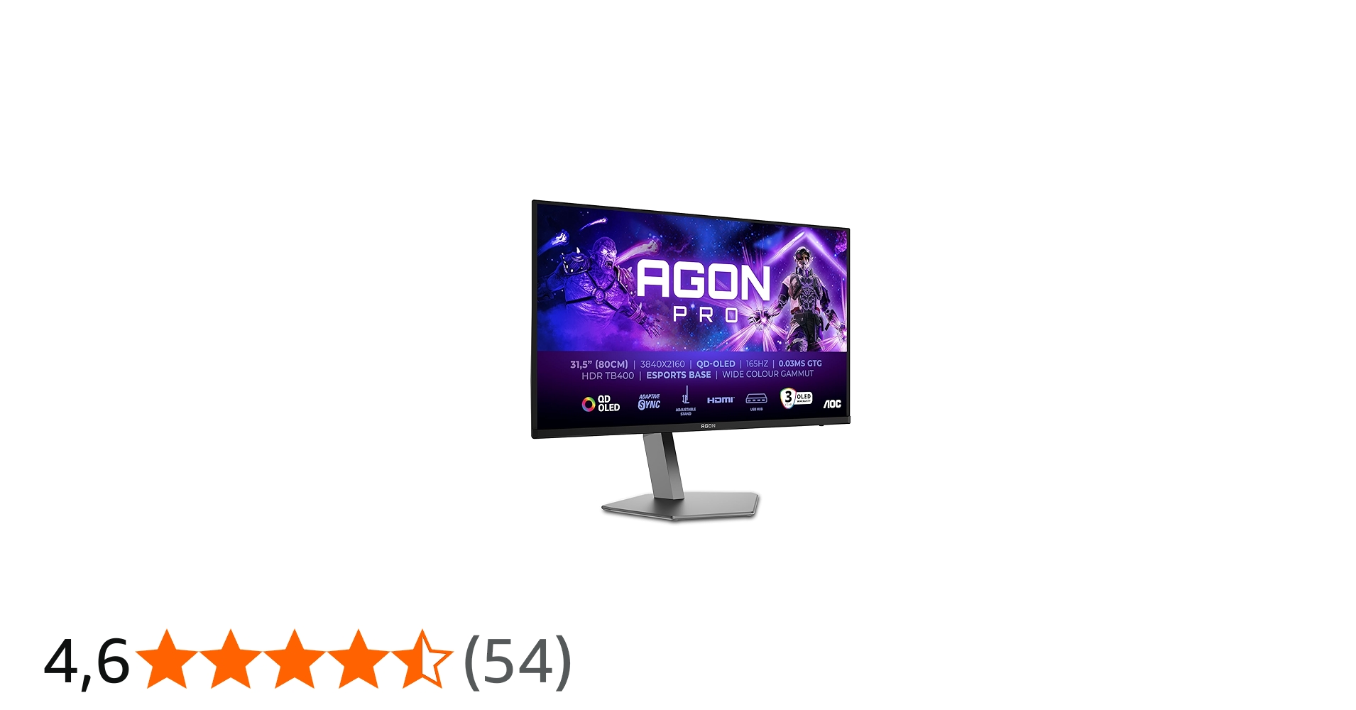 AOC AG326UD 31.5 Zoll UHD USB Hub Monitor, 165Hz, QD-OLED Panel, 0....