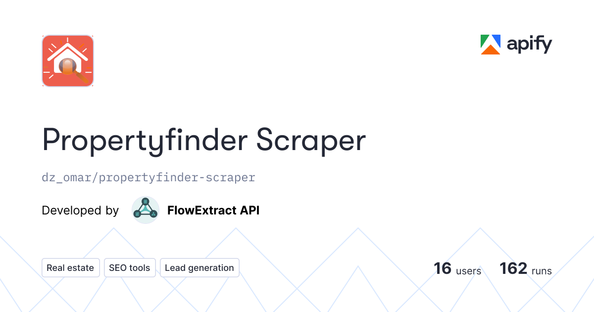 PropertyFinder Scraper - UAE, Saudi Arabia & Middle East · Apify